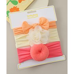 Babyhug Headbands With Bow Applique Pack Of 3 - Multicolor