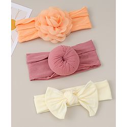 Babyhug Headbands With Bow Applique Pack Of 3 - Multicolor