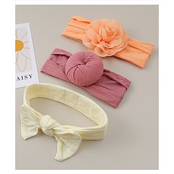 Babyhug Headbands With Bow Applique Pack Of 3 - Multicolor