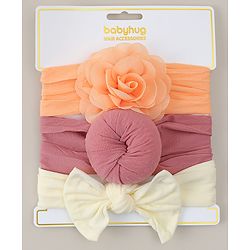 Babyhug Headbands With Bow Applique Pack Of 3 - Multicolor