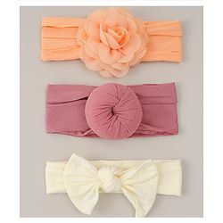 Babyhug Headbands With Bow Applique Pack Of 3 - Multicolor