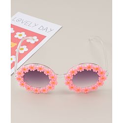 Babyhug Headband & Sunglasses With Bow & Floral Applique Combo Set- Pink
