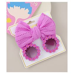 Babyhug Headband & Sunglasses With Bow & Floral Applique Combo Set- Pink
