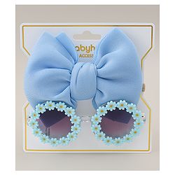 Babyhug Headband & Sunglasses With Bow & Floral Applique Combo Set- Pink