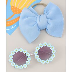 Babyhug Headband & Sunglasses With Bow & Floral Applique Combo Set- Pink