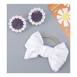 Babyhug Headband & Sunglasses With Bow & Floral Applique Combo Set- Pink