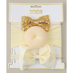 Babyhug Headbands With Bow Applique Pack of 3 - Beige