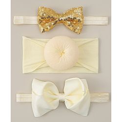 Babyhug Headbands With Bow Applique Pack of 3 - Beige