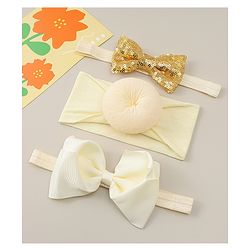 Babyhug Headbands With Bow Applique Pack of 3 - Beige