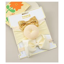 Babyhug Headbands With Bow Applique Pack of 3 - Beige