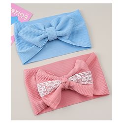 Babyhug Headband with Bow Applique Pack of 2 - Blue & Pink