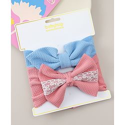 Babyhug Headband with Bow Applique Pack of 2 - Blue & Pink