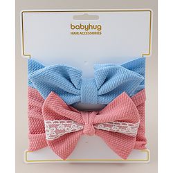 Babyhug Headband with Bow Applique Pack of 2 - Blue & Pink