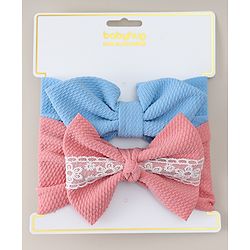Babyhug Headband with Bow Applique Pack of 2 - Blue & Pink
