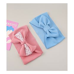 Babyhug Headband with Bow Applique Pack of 2 - Blue & Pink