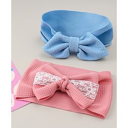 Babyhug Headband with Bow Applique Pack of 2 - Blue & Pink