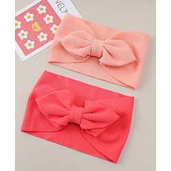 Babyhug Headband with Bow Applique Pack of 2 -  Pink & Red