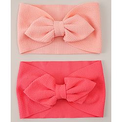 Babyhug Headband with Bow Applique Pack of 2 -  Pink & Red