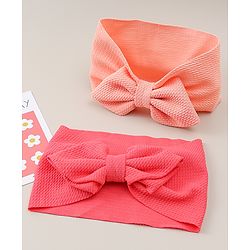Babyhug Headband with Bow Applique Pack of 2 -  Pink & Red