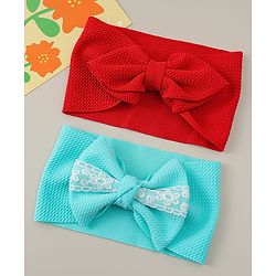 Babyhug Headbands with Bow Applique Pack of 2 - Red & Green