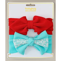 Babyhug Headbands with Bow Applique Pack of 2 - Red & Green