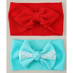 Babyhug Headbands with Bow Applique Pack of 2 - Red & Green
