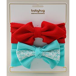 Babyhug Headbands with Bow Applique Pack of 2 - Red & Green
