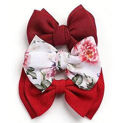Babyhug Headbands With Bow Applique Pack of 3 - Red & White