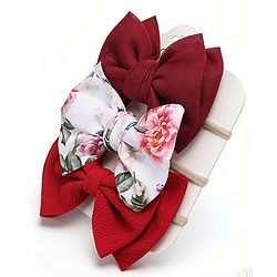 Babyhug Headbands With Bow Applique Pack of 3 - Red & White