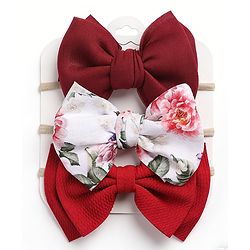 Babyhug Headbands With Bow Applique Pack of 3 - Red & White
