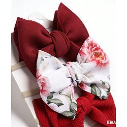 Babyhug Headbands With Bow Applique Pack of 3 - Red & White