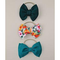 Babyhug Headband with Bow & Floral Applique Pack of 3 - Green