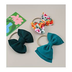 Babyhug Headband with Bow & Floral Applique Pack of 3 - Green
