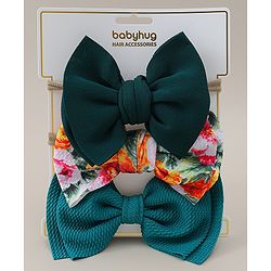 Babyhug Headband with Bow & Floral Applique Pack of 3 - Green