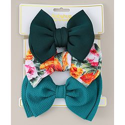 Babyhug Headband with Bow & Floral Applique Pack of 3 - Green