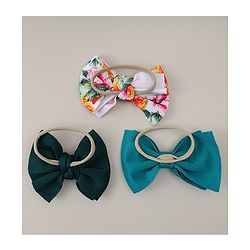 Babyhug Headband with Bow & Floral Applique Pack of 3 - Green