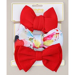 Babyhug Headbands Pack Of 3 - Red & White