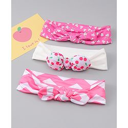 Babyhug Headbands with Floral Applique Pack of 3 - Dark Pink