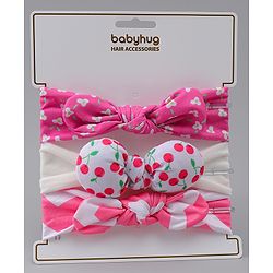 Babyhug Headbands with Floral Applique Pack of 3 - Dark Pink