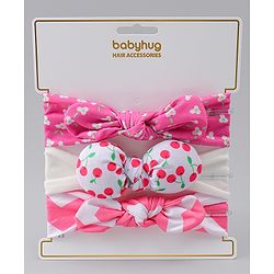 Babyhug Headbands with Floral Applique Pack of 3 - Dark Pink