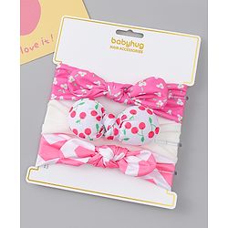 Babyhug Headbands with Floral Applique Pack of 3 - Dark Pink