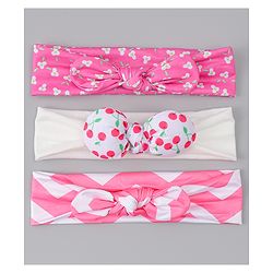 Babyhug Headbands with Floral Applique Pack of 3 - Dark Pink