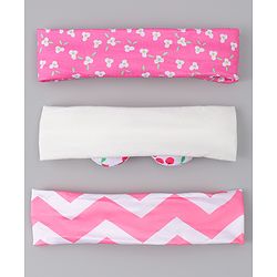 Babyhug Headbands with Floral Applique Pack of 3 - Dark Pink