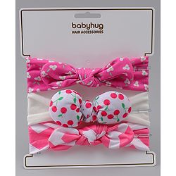 Babyhug Headbands with Floral Applique Pack of 3 - Dark Pink