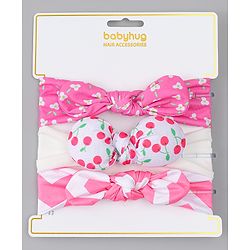 Babyhug Headbands with Floral Applique Pack of 3 - Dark Pink