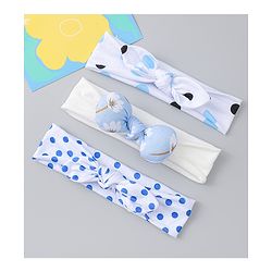 Babyhug Headbands with Bow & Floral Applique Pack of 3 - White & Blue