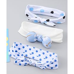 Babyhug Headbands with Bow & Floral Applique Pack of 3 - White & Blue