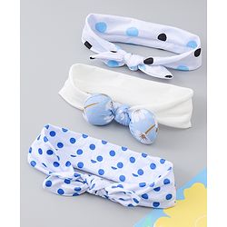 Babyhug Headbands with Bow & Floral Applique Pack of 3 - White & Blue