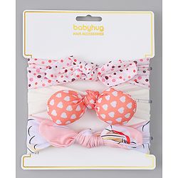 Babyhug Headbands with Heart Applique Pack of 3 - Multicolor