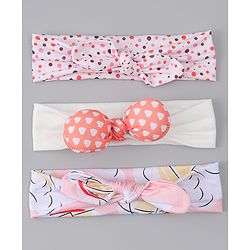 Babyhug Headbands with Heart Applique Pack of 3 - Multicolor